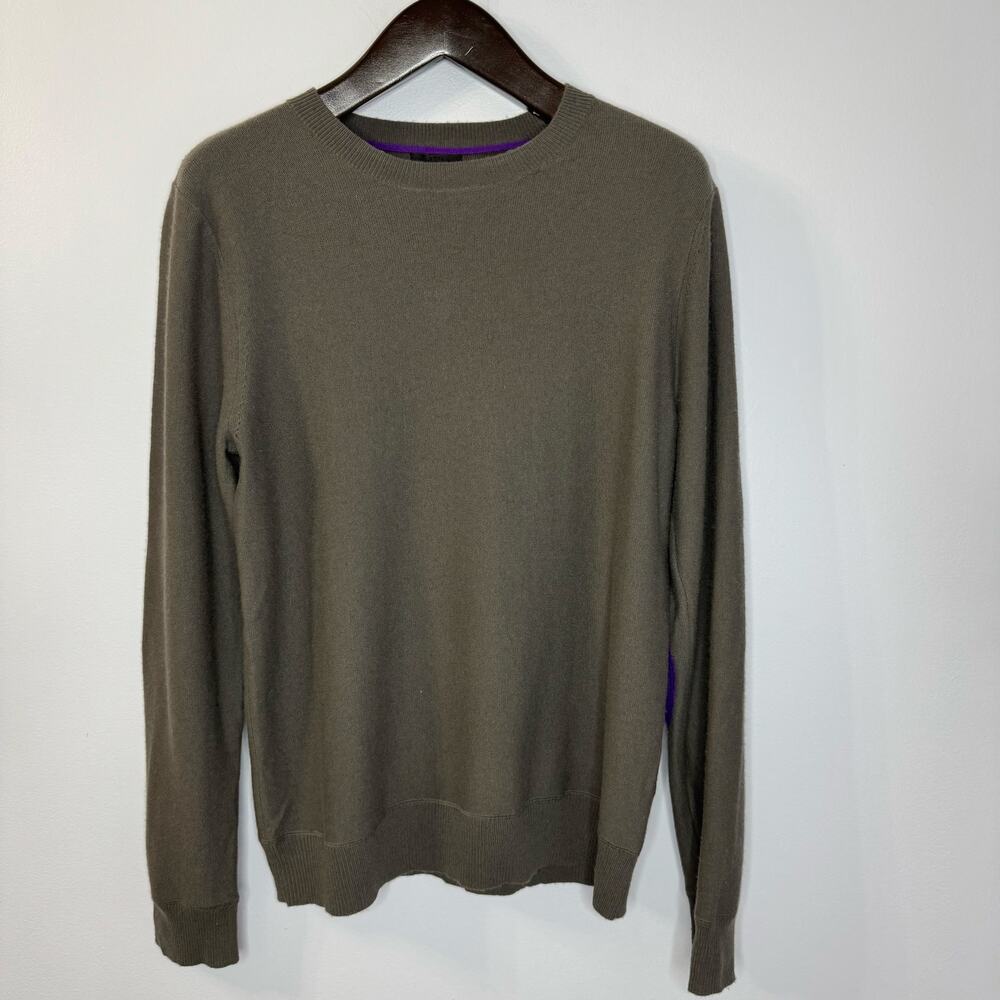 ATM Mercerized Wool Cashmere Sweater Men Elbow Patch Grey Preppy Sz M